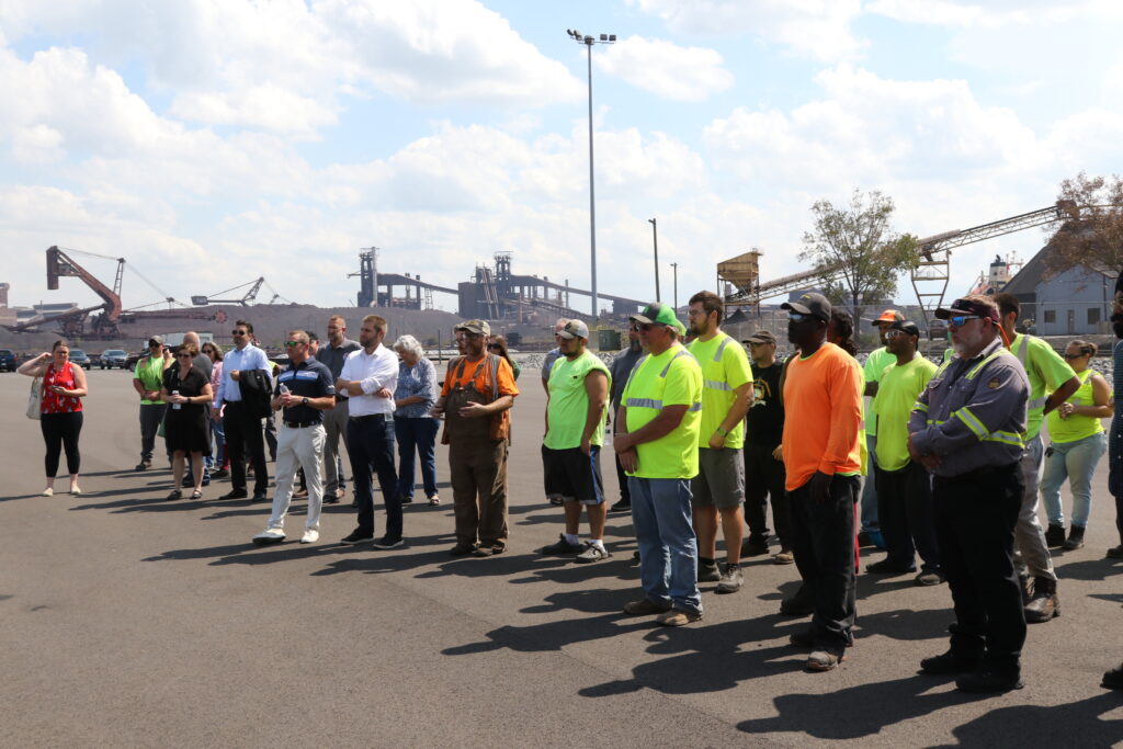 ILA, IUOE workers and other invited guests at Berth 5