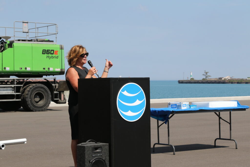 NWI Forum President & CEO Heather Ennis at the Berth 5 opening